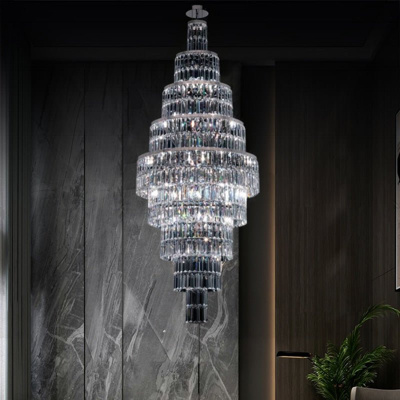 Stylish Foyer Hall Long Crystal Chandelier Large Staircase/ Entryway Decoration Ceiling Light Fixture - cyranlamps