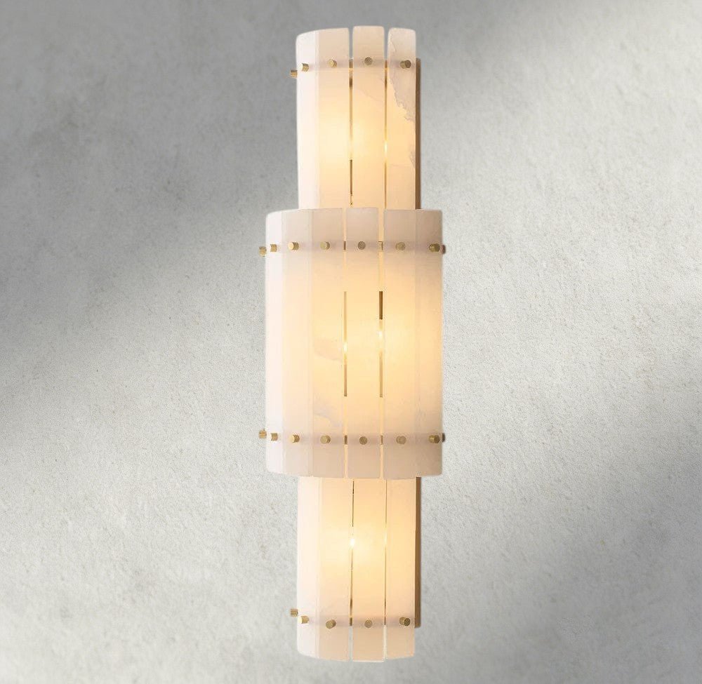 Sun Merca Alabaster Grand Round Sconce - cyranlighting