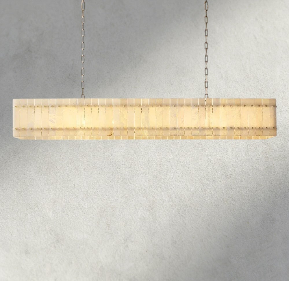 Sun Merca Alabaster Linear Chandelier 54", 72" - cyranlighting