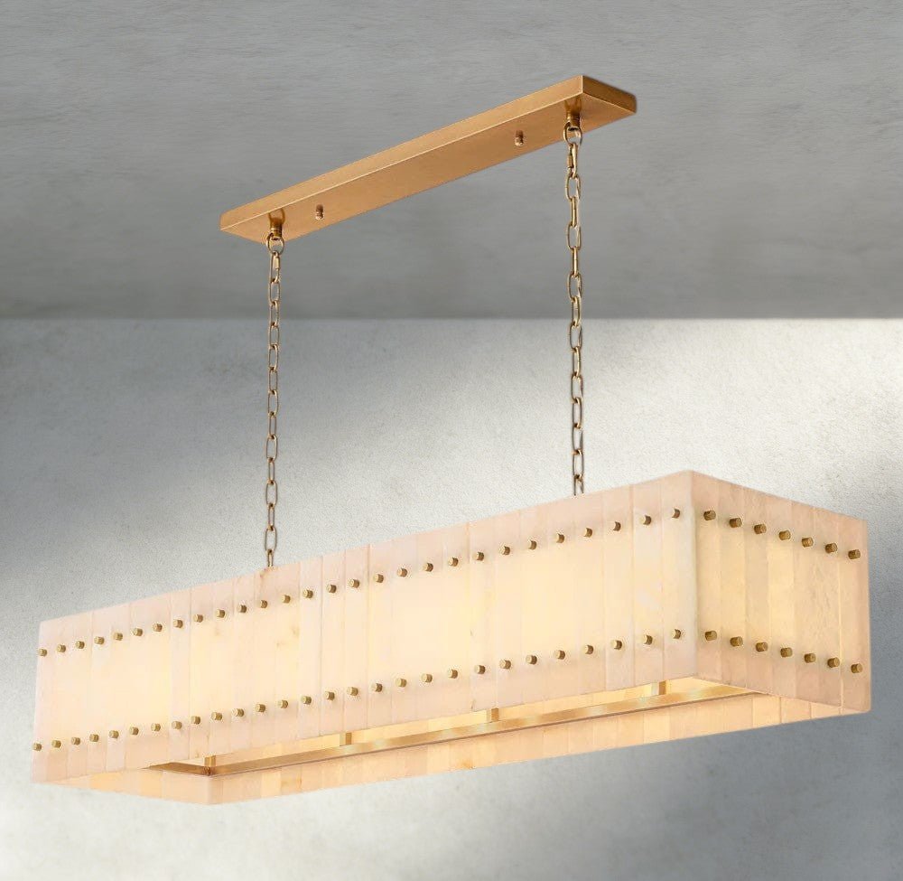 Sun Merca Alabaster Linear Chandelier 54", 72" - cyranlighting