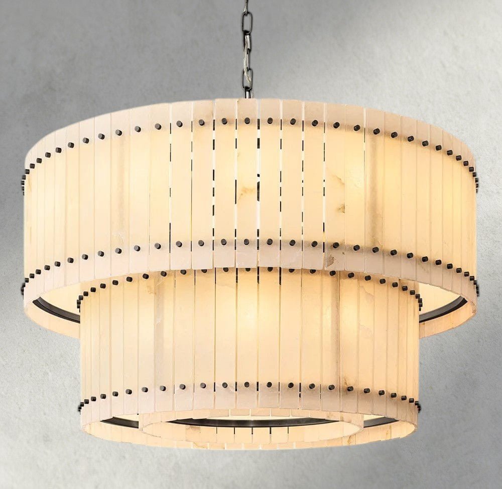Sun Merca Alabaster Round Tiered Chandelier 22", 37", 48", 60" - Cyran Lamps