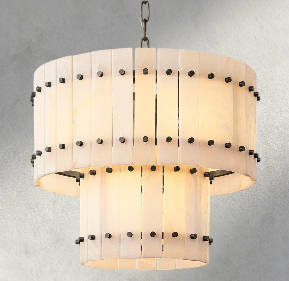 Sun Merca Alabaster Round Tiered Chandelier 22", 37", 48", 60" - Cyran Lamps