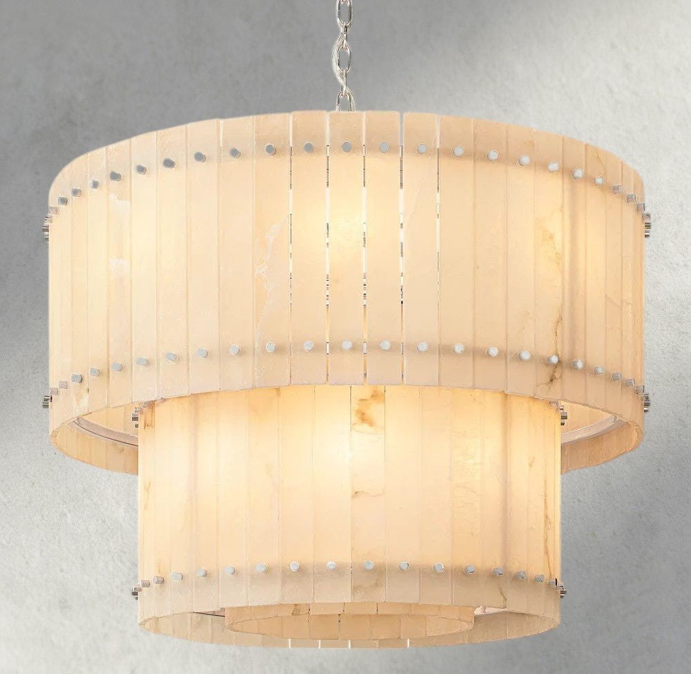Sun Merca Alabaster Round Tiered Chandelier 22", 37", 48", 60" - Cyran Lamps