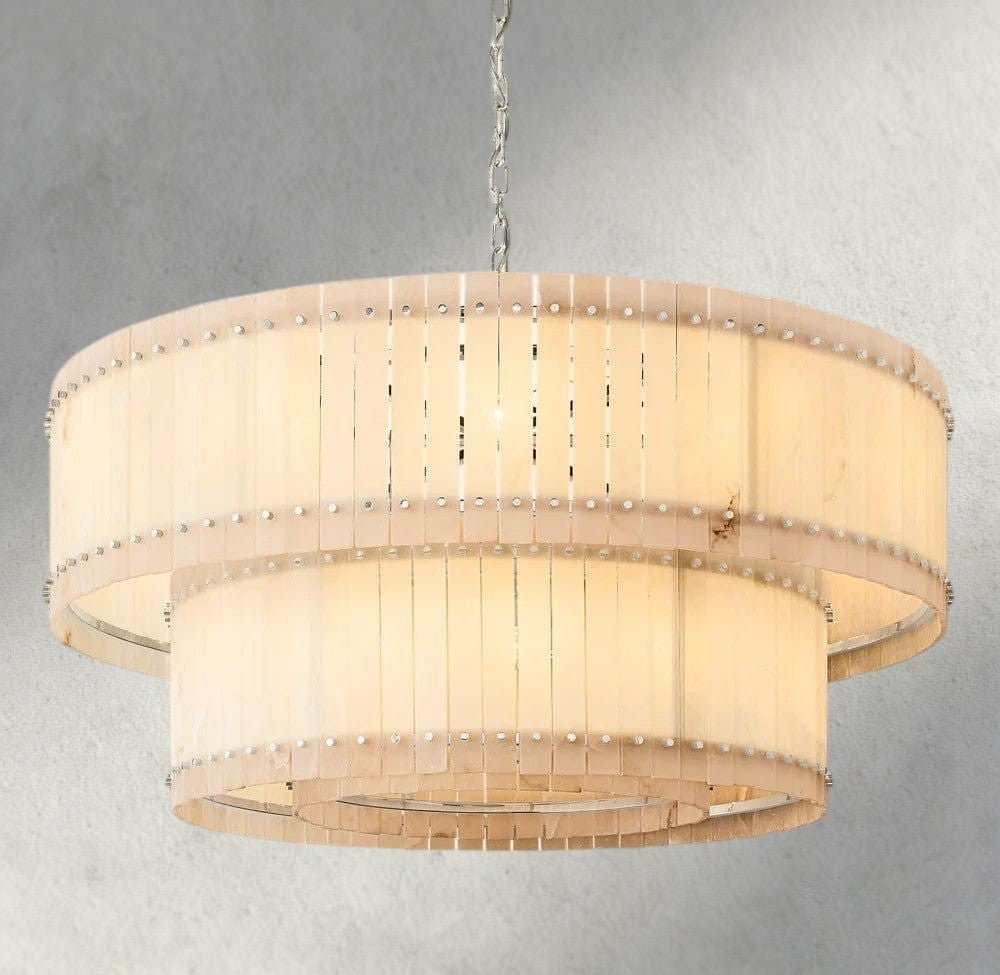 Sun Merca Alabaster Round Tiered Chandelier 22", 37", 48", 60" - Cyran Lamps