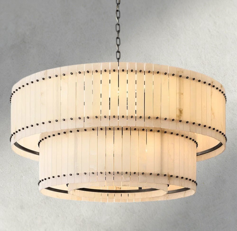 Sun Merca Alabaster Round Tiered Chandelier 22", 37", 48", 60" - Cyran Lamps