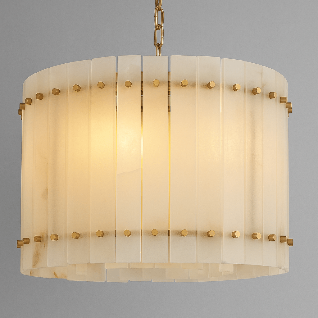 Valmont Marble Round Chandelier 16" - cyranlighting