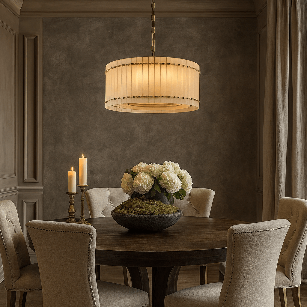Valmont Marble Round Chandelier 24" - cyranlighting