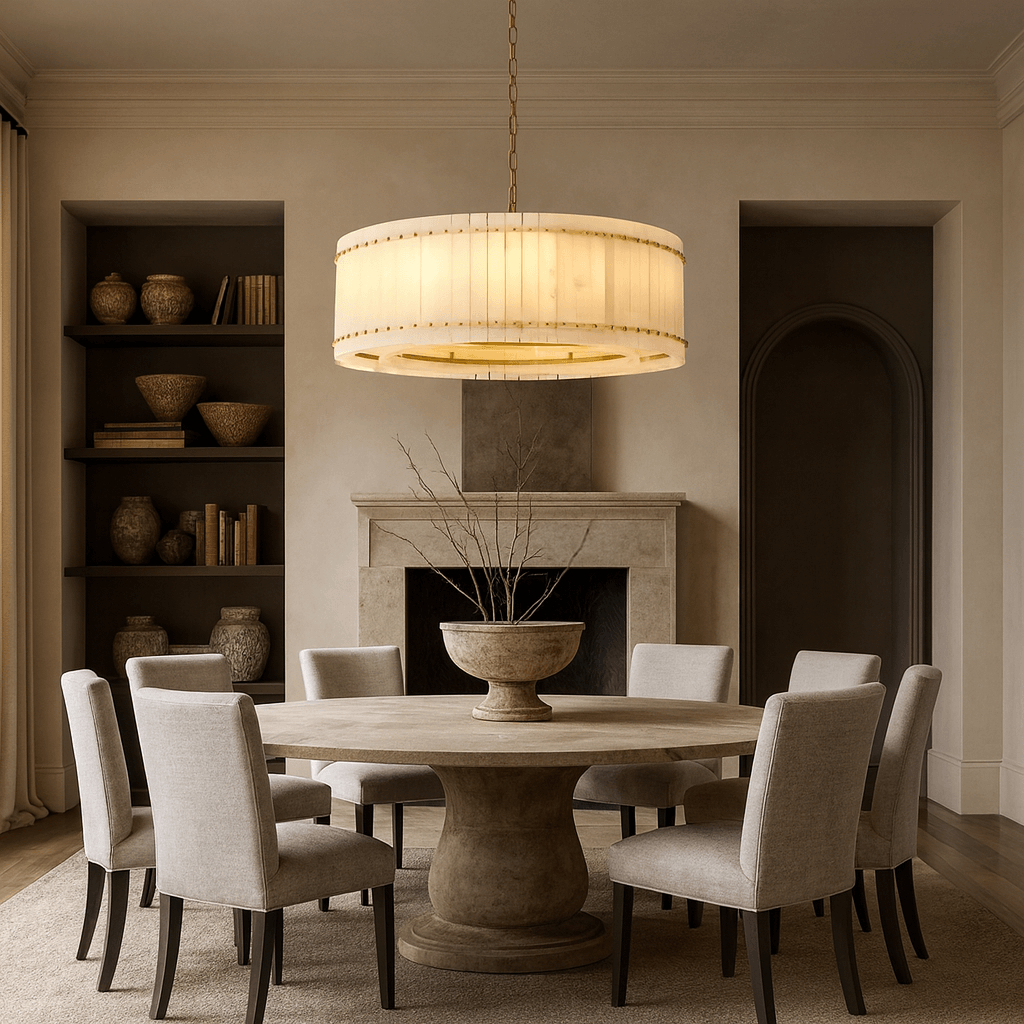 Valmont Marble Round Chandelier 31" - cyranlighting