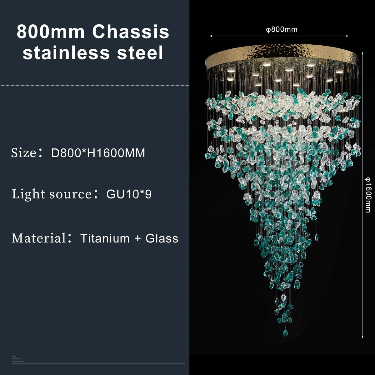 Verde Crystal Foyer Chandelier - cyranlamps