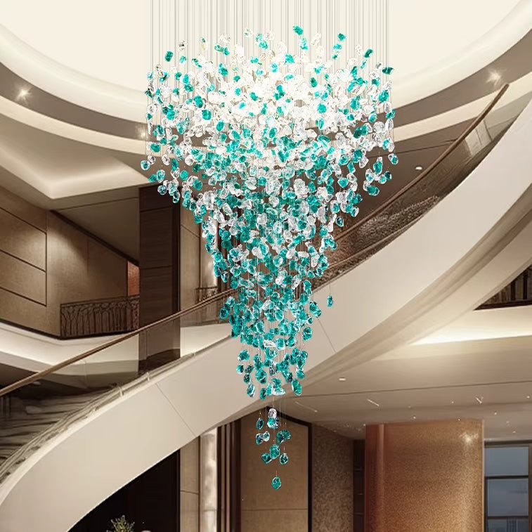 Verde Crystal Foyer Chandelier - cyranlamps