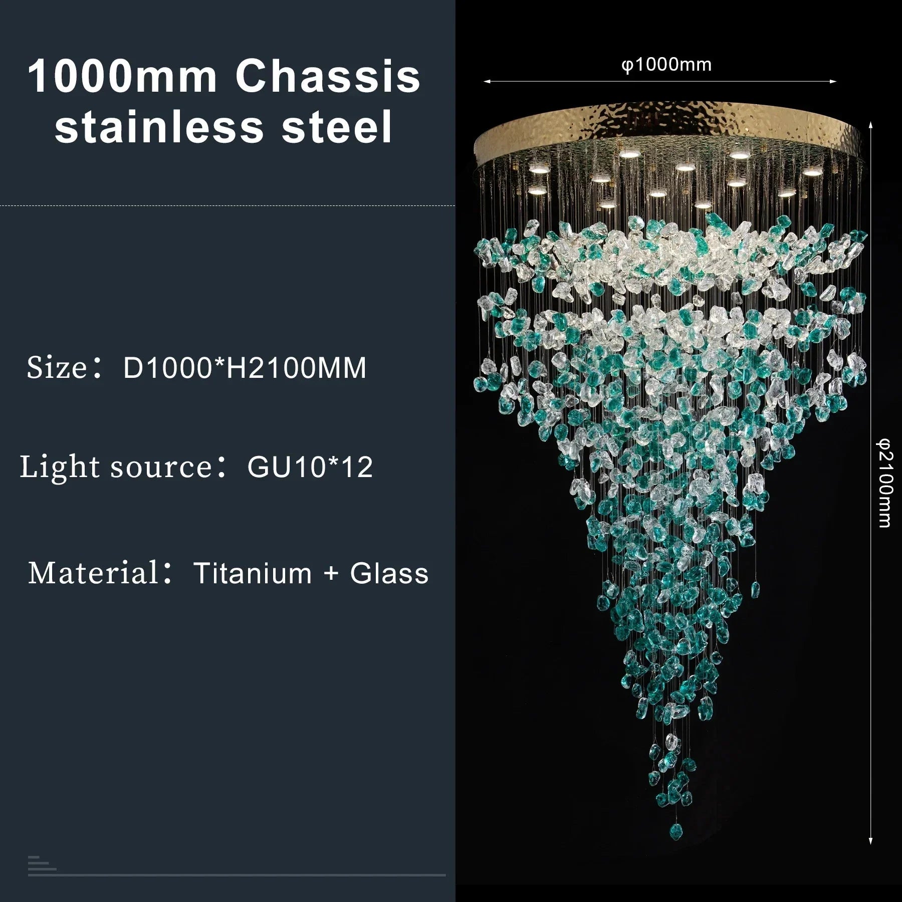 Verde Crystal Foyer Chandelier - cyranlamps