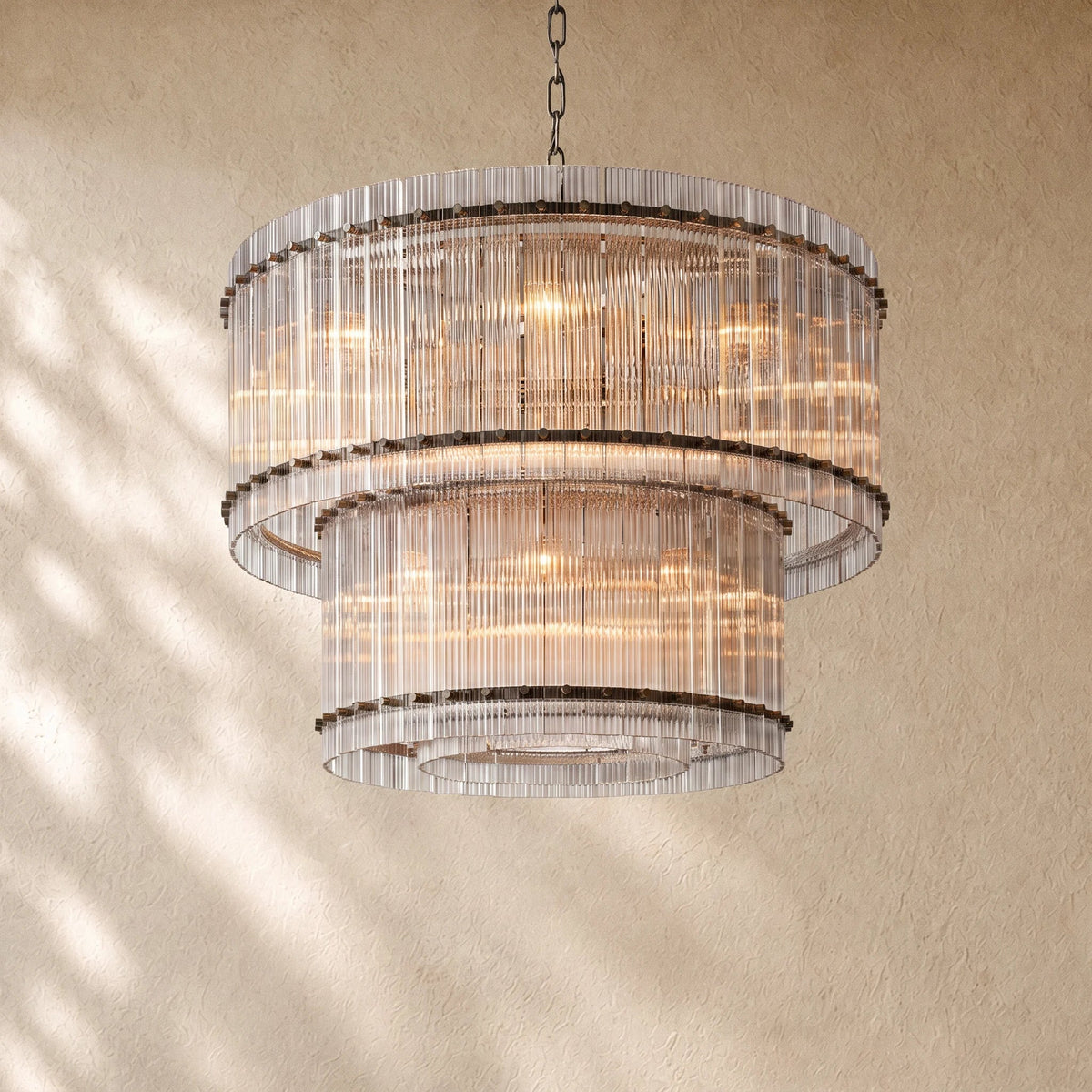 San Marca Glass Two-Tier Round Chandelier