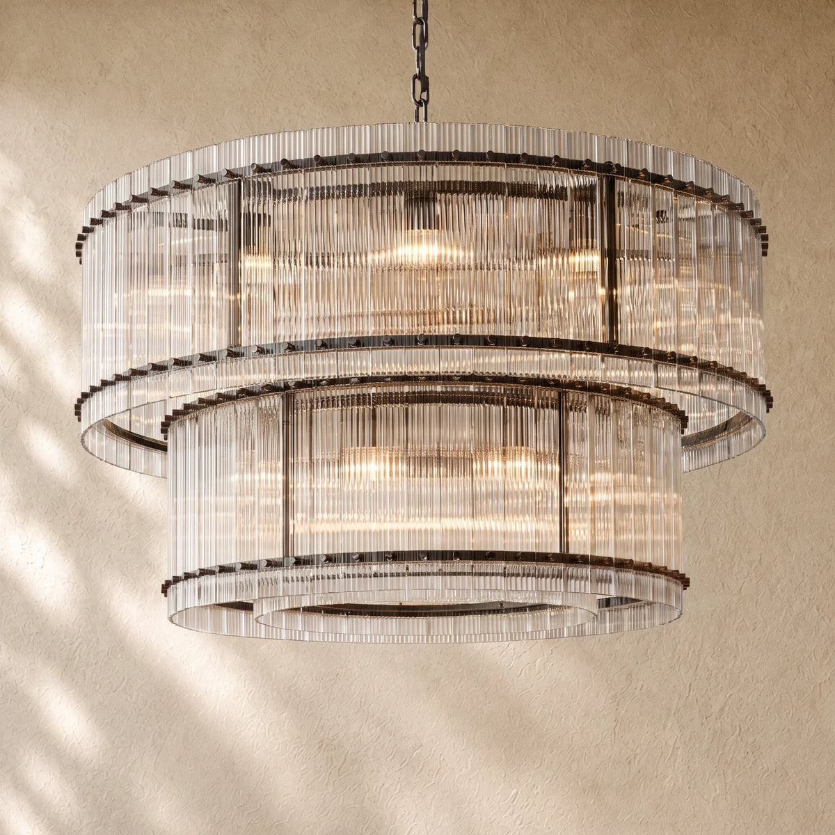 San Marca Glass Two-Tier Round Chandelier
