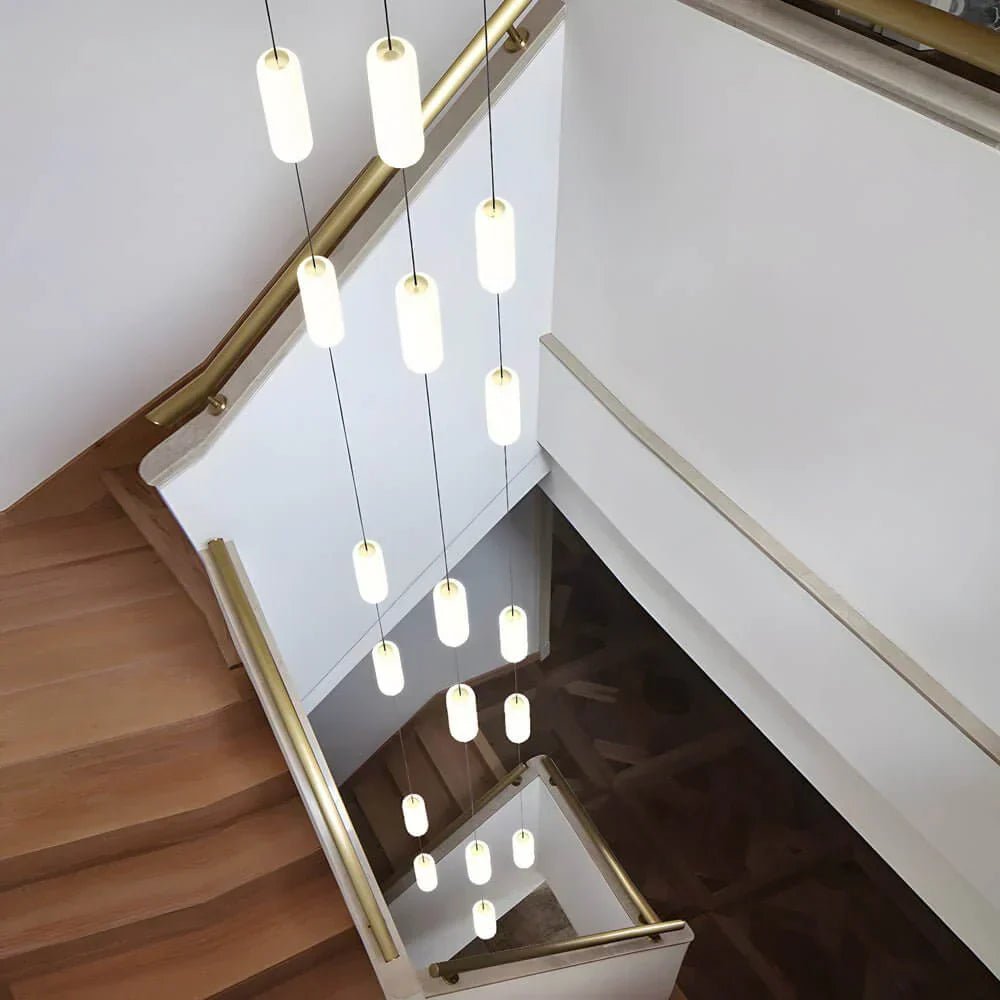 White Long Tube Multi Light Staircase Chandelier - Cyran Lamps