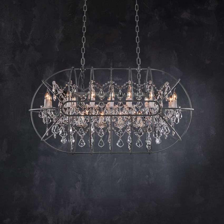 Zoraida Crystal Rectangular Chandelier - Cyran Lamps