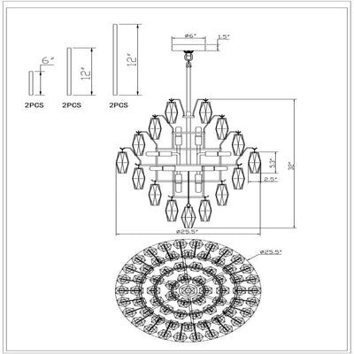 Skylark Glass Large Pndant Chandelier