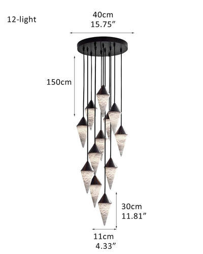 12 light Conical Cluster Minimalist Design Alabaster Pendant Light