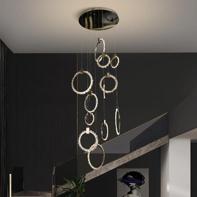 Savoy Crystal Cluster 12 Rings Staircase Chandelier
