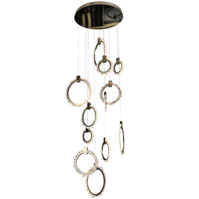 Savoy Crystal Cluster 12 Rings Staircase Chandelier