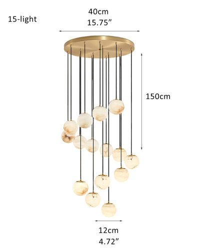 Small Alabaster Cluster Globes Ceiling Pendant Light For High Ceiling