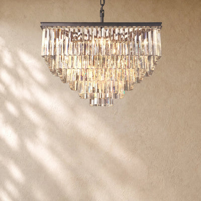 1920s Crystal Square Chandelier