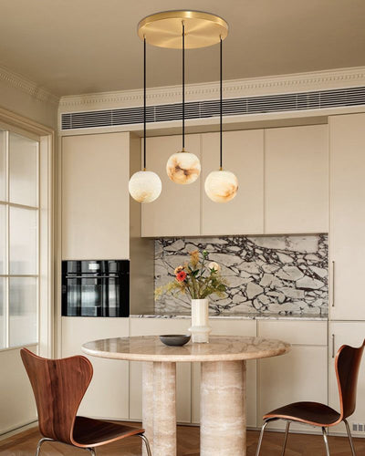 Small Alabaster Cluster Globes Ceiling Pendant Light For High Ceiling