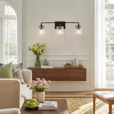Mergelighting Veyra Modern 3-Light Ribbed Glass Cylinder Wall Lamp