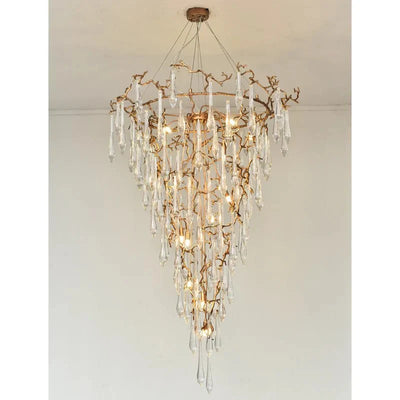 2 - Story Tree Branch Staircase Crystal Chandelier - cyranlamps