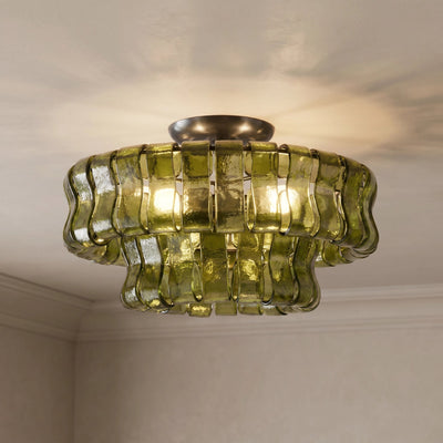 2-Tier Ghiaccio Glass Round Flushmount 18" - Cyran Lamps
