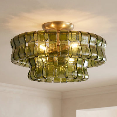 2-Tier Ghiaccio Glass Round Flushmount 18" - Cyran Lamps