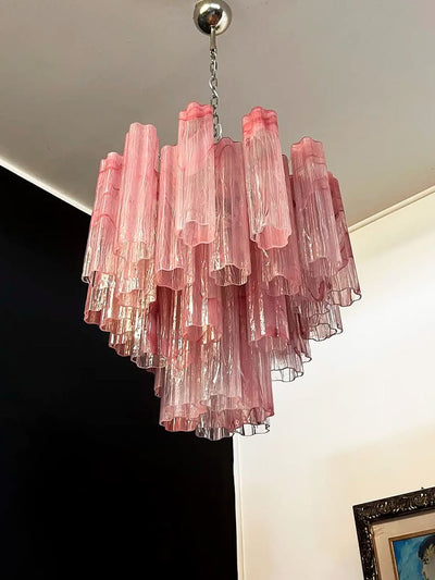 36-Tube Alabaster Chandelier, Pink