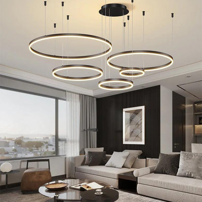 Grandeur Multi Rings Black Chandelier