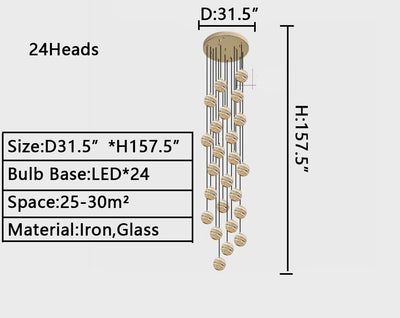 2023 New Nordic Planet Creative Long Pendant Chandelier For Staircase/Foyer/High - ceiling Hallway - cyranlamps