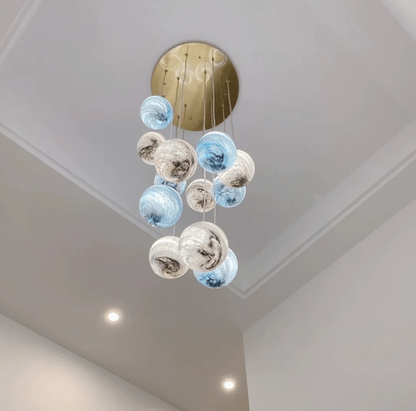 2023 New Nordic Planet Creative Long Pendant Chandelier For Staircase/Foyer/High - ceiling Hallway - cyranlamps