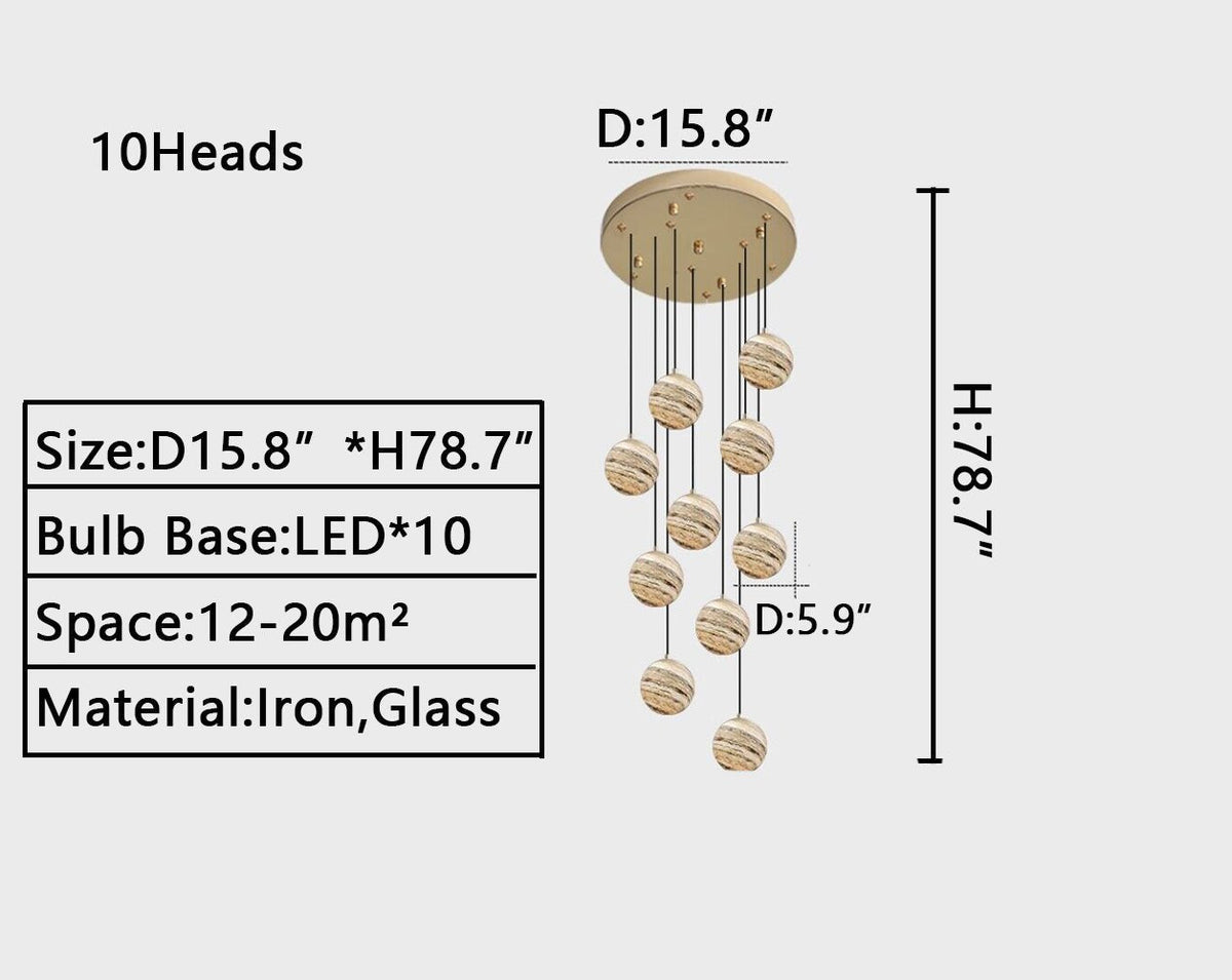 2023 New Nordic Planet Creative Long Pendant Chandelier For Staircase/Foyer/High - ceiling Hallway - cyranlamps