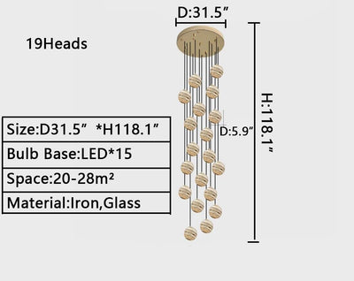 2023 New Nordic Planet Creative Long Pendant Chandelier For Staircase/Foyer/High - ceiling Hallway - cyranlamps