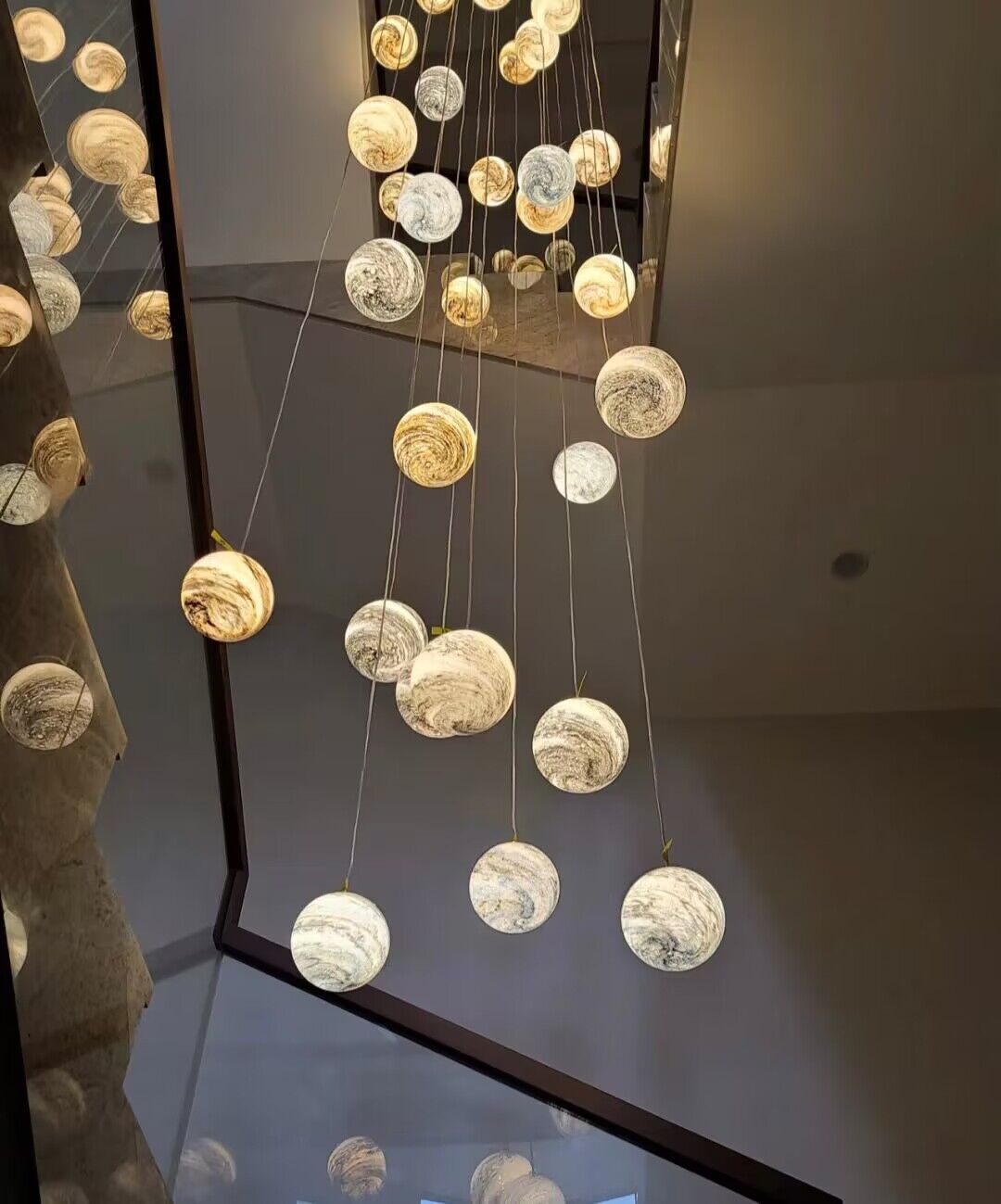 2023 New Nordic Planet Creative Long Pendant Chandelier For Staircase/Foyer/High - ceiling Hallway - cyranlamps