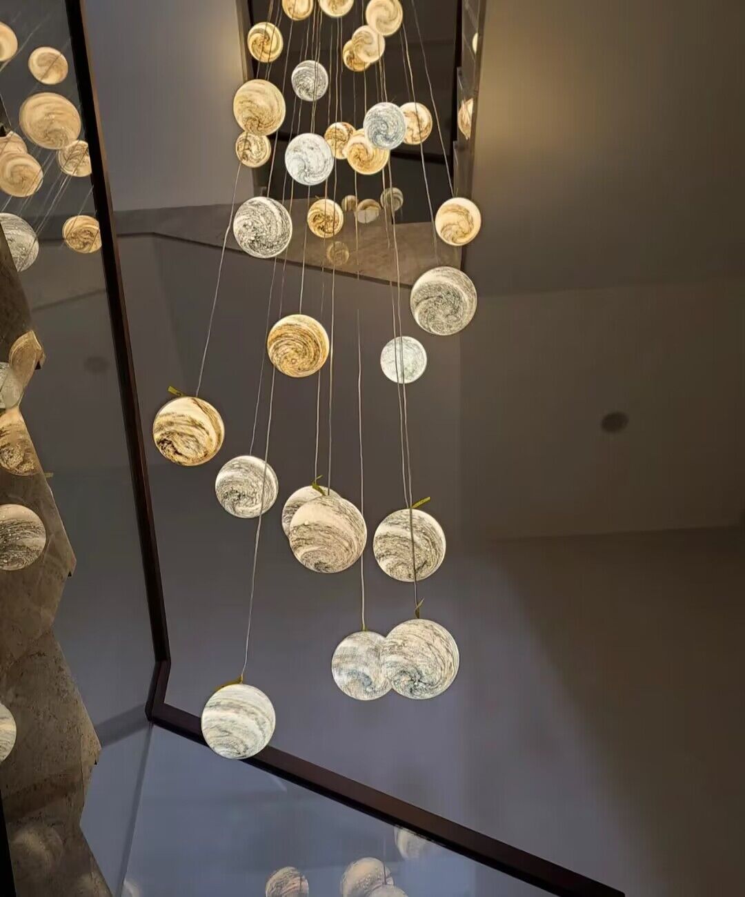 2023 New Nordic Planet Creative Long Pendant Chandelier For Staircase/Foyer/High - ceiling Hallway - cyranlamps