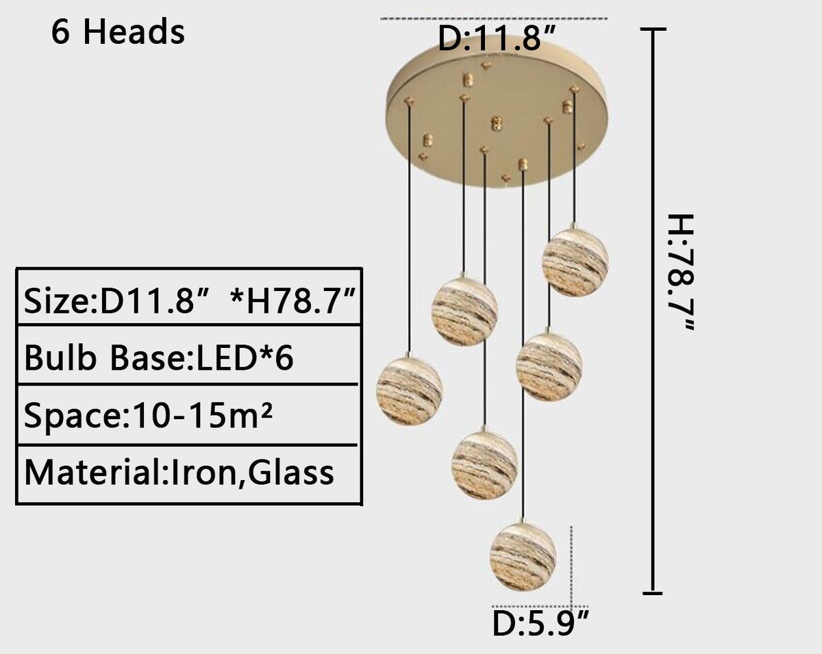 2023 New Nordic Planet Creative Long Pendant Chandelier For Staircase/Foyer/High - ceiling Hallway - cyranlamps