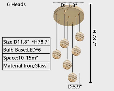 2023 New Nordic Planet Creative Long Pendant Chandelier For Staircase/Foyer/High - ceiling Hallway - cyranlamps