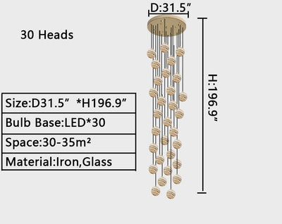 2023 New Nordic Planet Creative Long Pendant Chandelier For Staircase/Foyer/High - ceiling Hallway - cyranlamps