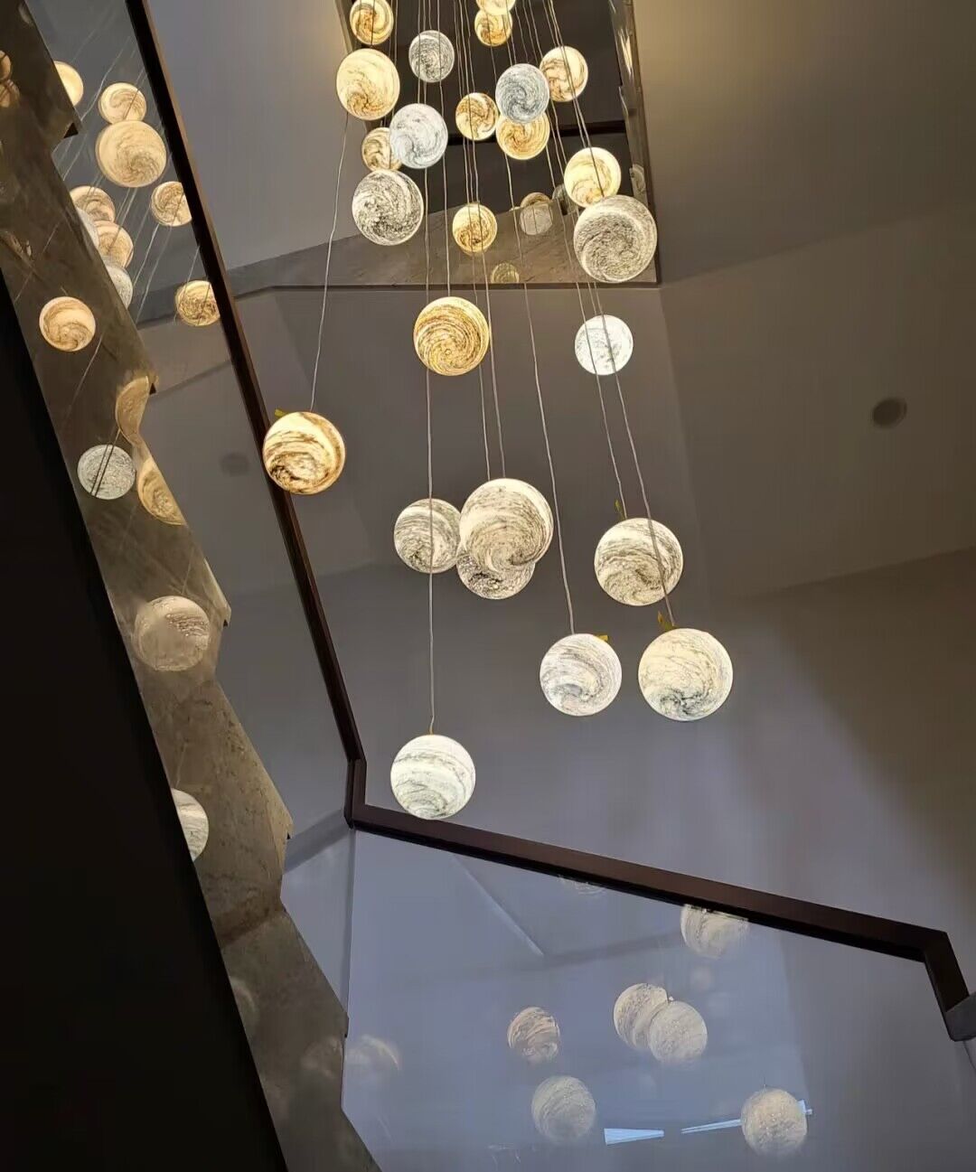 2023 New Nordic Planet Creative Long Pendant Chandelier For Staircase/Foyer/High - ceiling Hallway - cyranlamps