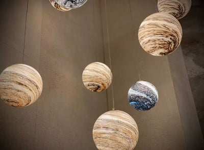 2023 New Nordic Planet Creative Long Pendant Chandelier For Staircase/Foyer/High - ceiling Hallway - cyranlamps