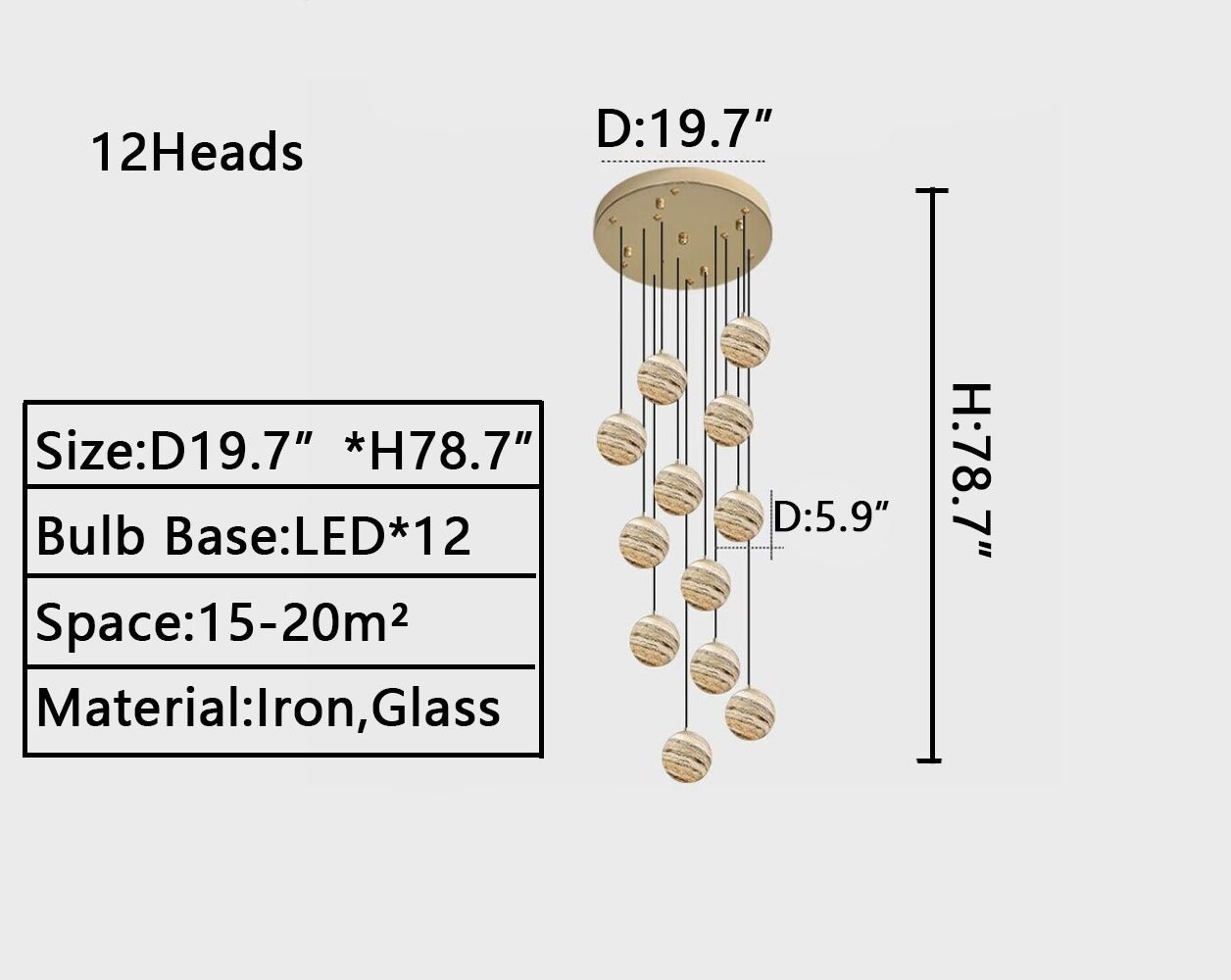 2023 New Nordic Planet Creative Long Pendant Chandelier For Staircase/Foyer/High - ceiling Hallway - cyranlamps