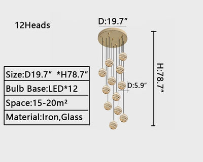 2023 New Nordic Planet Creative Long Pendant Chandelier For Staircase/Foyer/High - ceiling Hallway - cyranlamps