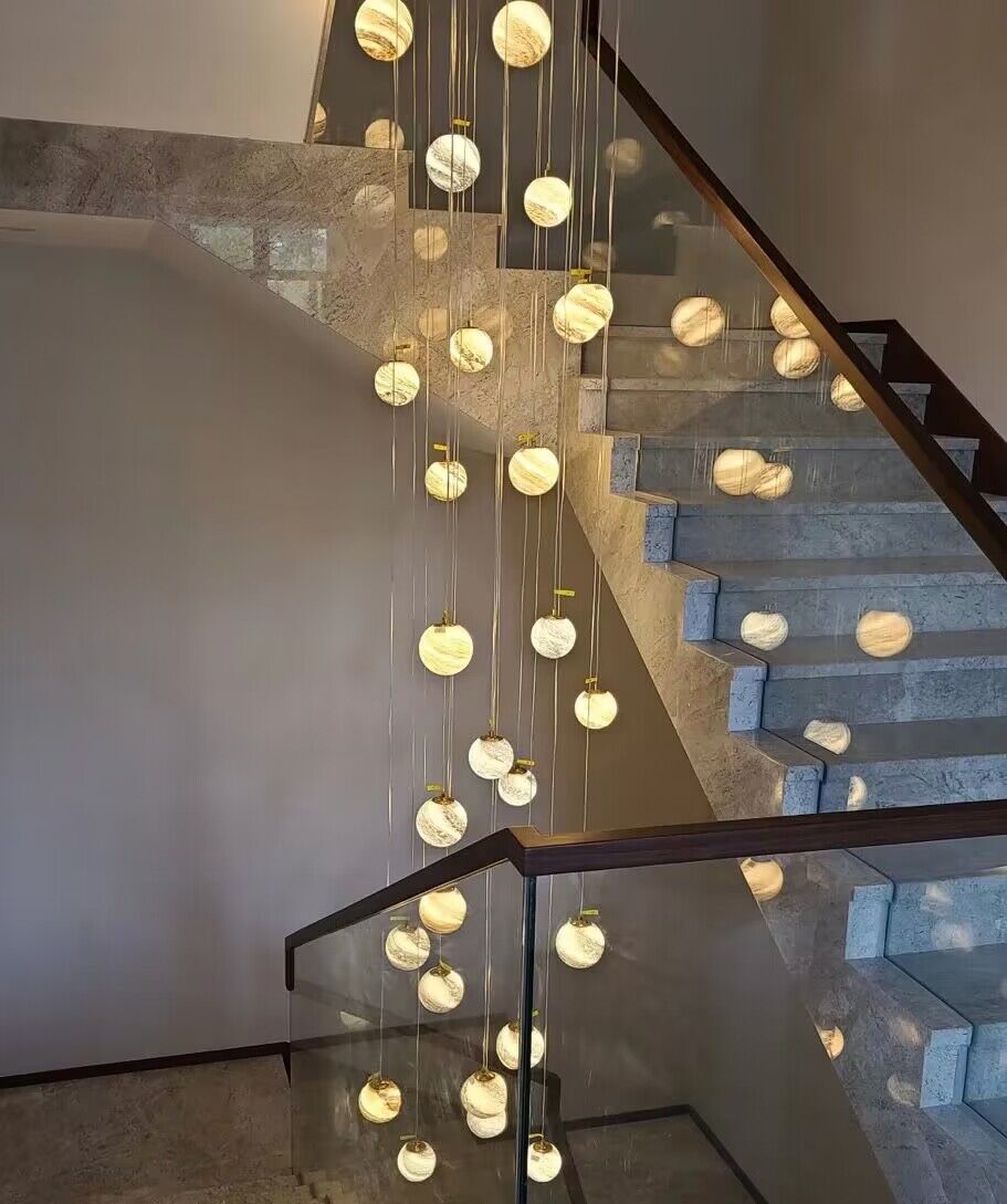 2023 New Nordic Planet Creative Long Pendant Chandelier For Staircase/Foyer/High - ceiling Hallway - cyranlamps