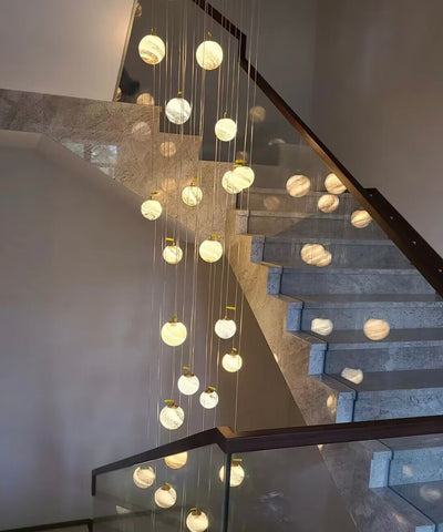 2023 New Nordic Planet Creative Long Pendant Chandelier For Staircase/Foyer/High - ceiling Hallway - cyranlamps
