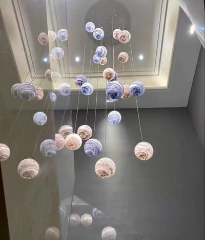 2023 New Nordic Planet Creative Long Pendant Chandelier For Staircase/Foyer/High - ceiling Hallway - cyranlamps