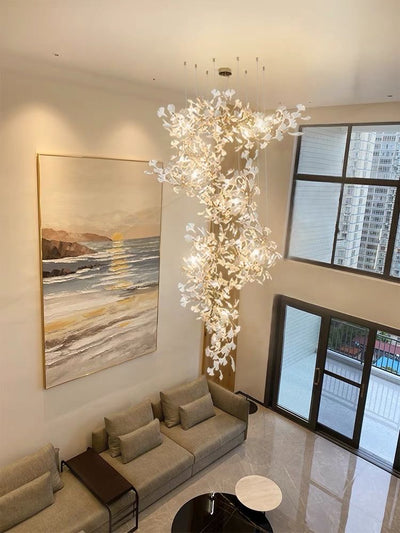 Ceramic Ginkgo Staircase  Long Branch Chandelier