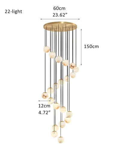 Small Alabaster Cluster Globes Ceiling Pendant Light For High Ceiling